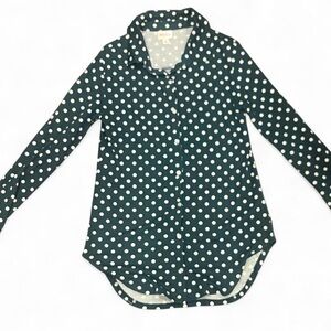 Lularoe Valentina Button Down Polka Dot Long Sleeve Shirt Never Worn Size XS